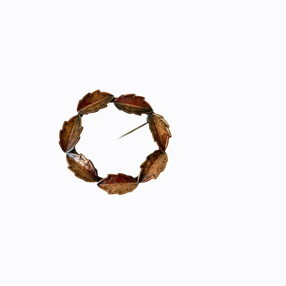 Vintage Mid-Century Brooch Circle of Leaves Pin Co